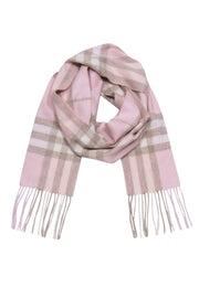Current Boutique-Burberry - Blush & Beige Wide Plaid Fringe Scarf