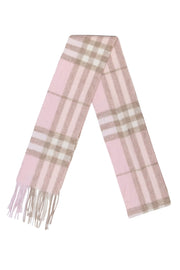 Current Boutique-Burberry - Pink & Beige Small Plaid Fringe Scarf