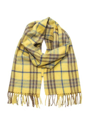 Current Boutique-Burberry - Yellow & Blue Plaid Cashmere Scarf