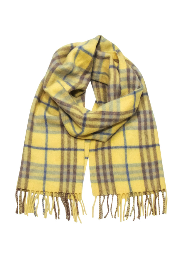 Current Boutique-Burberry - Yellow & Blue Plaid Cashmere Scarf