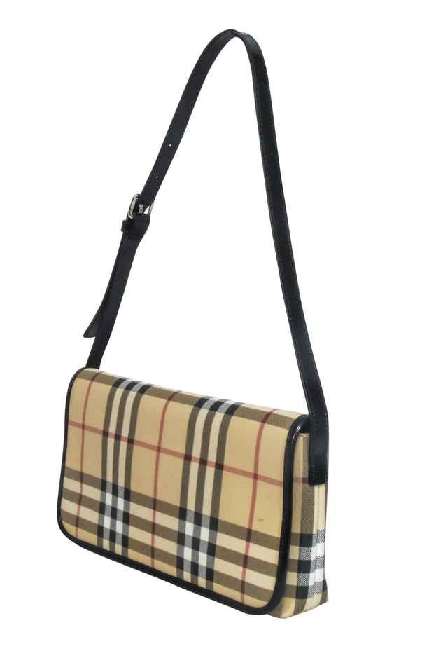 Current Boutique-Burberry - Beige Signature Plaid Haymarket Baguette Shoulder Bag