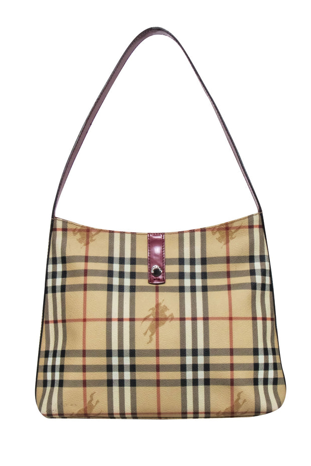 Current Boutique-Burberry - Beige Signature Plaid Logo Shoulder Bag