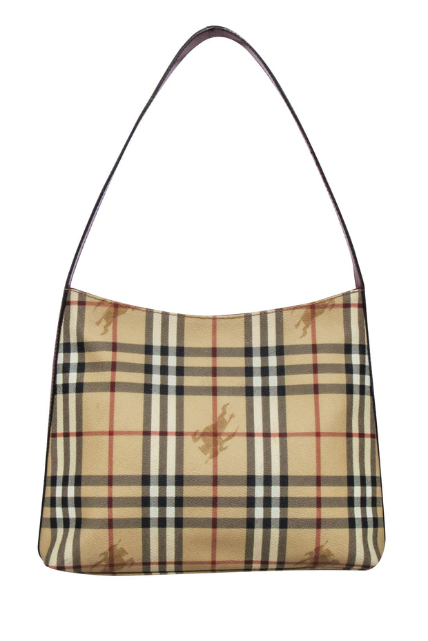 Current Boutique-Burberry - Beige Signature Plaid Logo Shoulder Bag