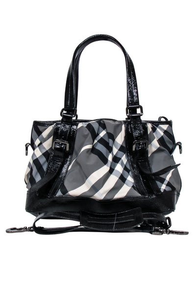 Current Boutique-Burberry - Grey, Black, & Cream Plaid Shoulder Bag