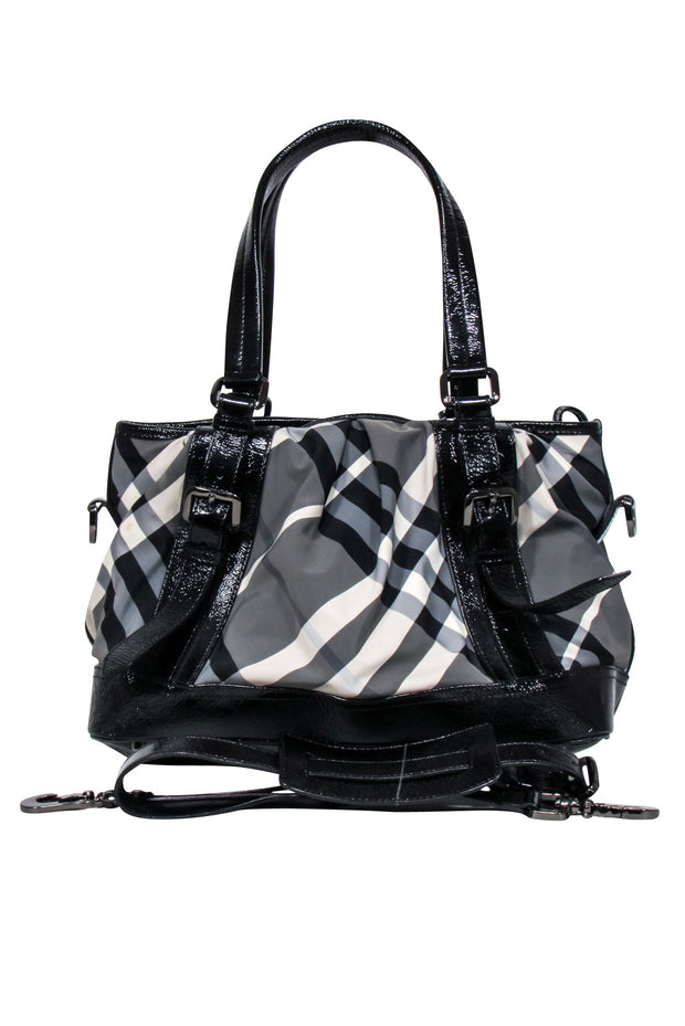 Current Boutique-Burberry - Grey, Black, & Cream Plaid Shoulder Bag