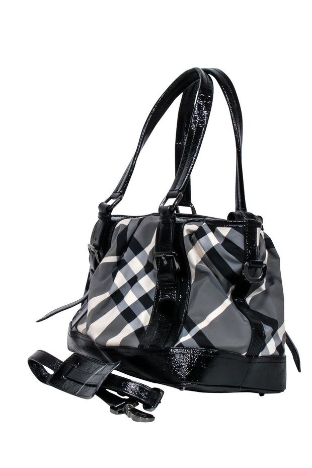Current Boutique-Burberry - Grey, Black, & Cream Plaid Shoulder Bag