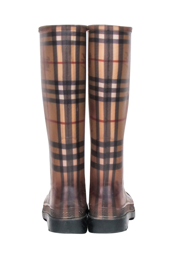 Current Boutique-Burberry - Beige Signature Plaid Rubber Rainboots Sz 6