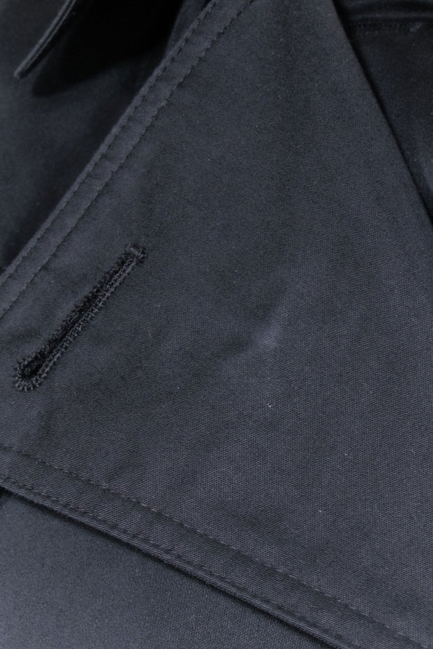 Current Boutique-Burberry - Black Cotton Blend Double Breasted Button Trench Coat Sz 10