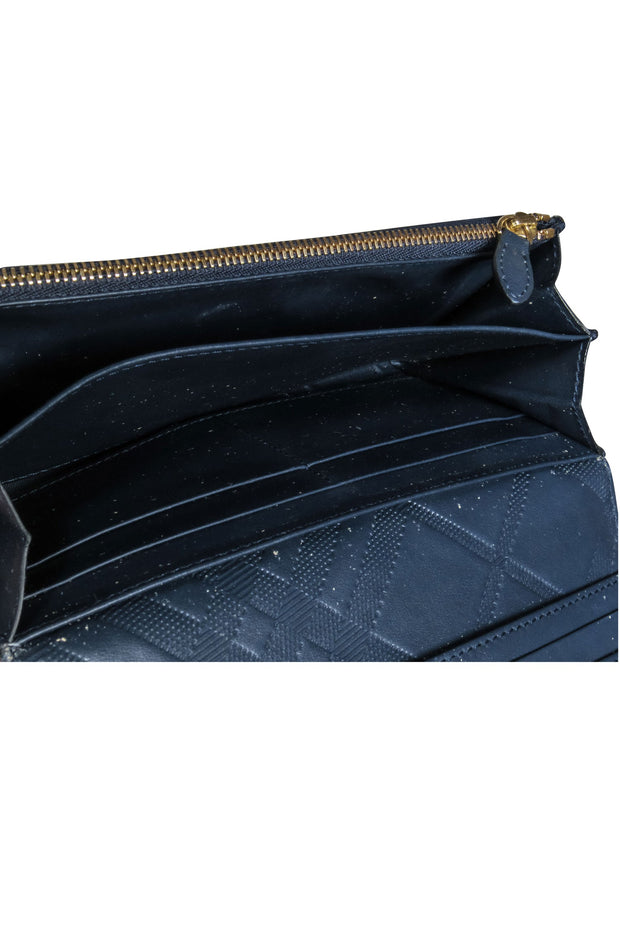 Current Boutique-Burberry - Navy Leather Long Wallet