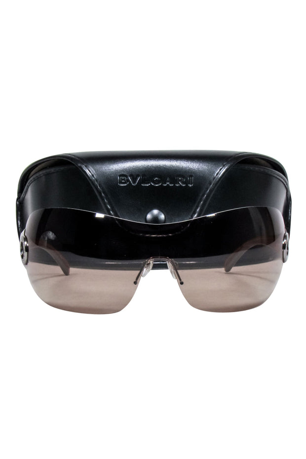 Current Boutique-Bvlgari - Brown Lens Large Shield Sunglasses