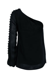 Current Boutique-Cami -Black Long Sleeve One Shoulder Shirt Sz S
