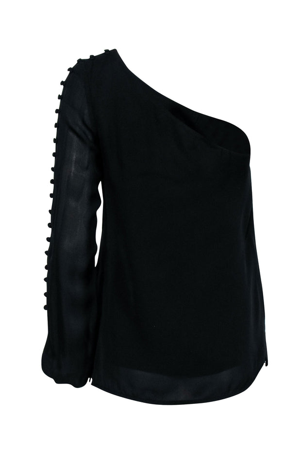 Current Boutique-Cami -Black Long Sleeve One Shoulder Shirt Sz S