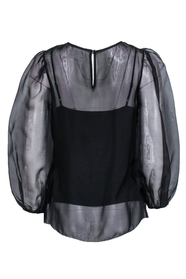 Current Boutique-Cami - Black Semi Sheer Blouse Sz S