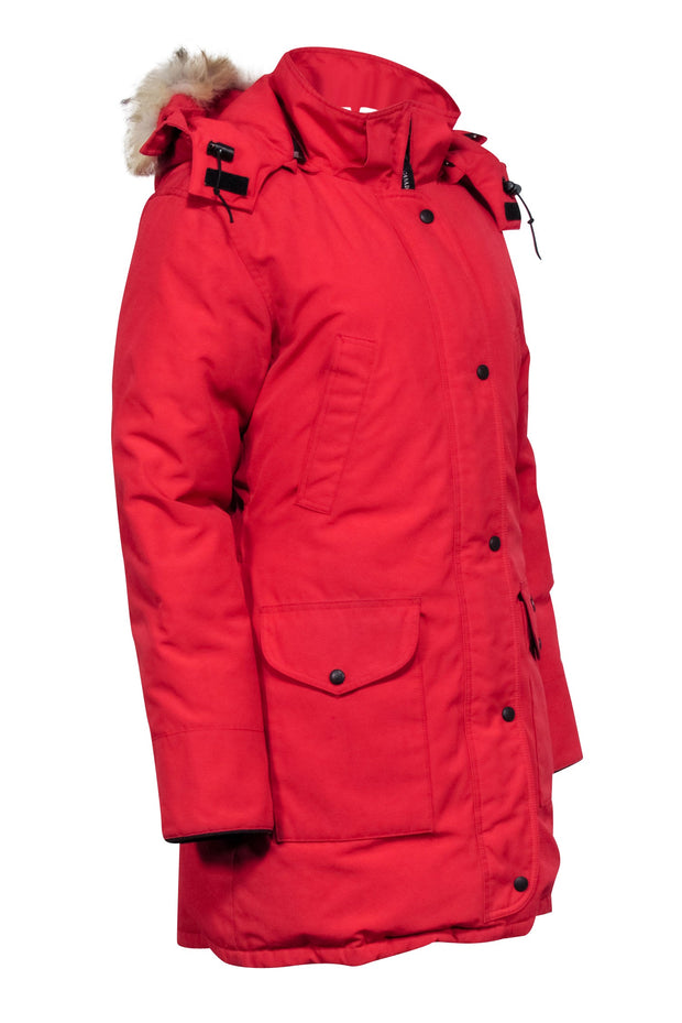 Current Boutique-Canada Goose - Red Trillium Regular Fit Down Parka w/ Coyote Fur Trim Sz M