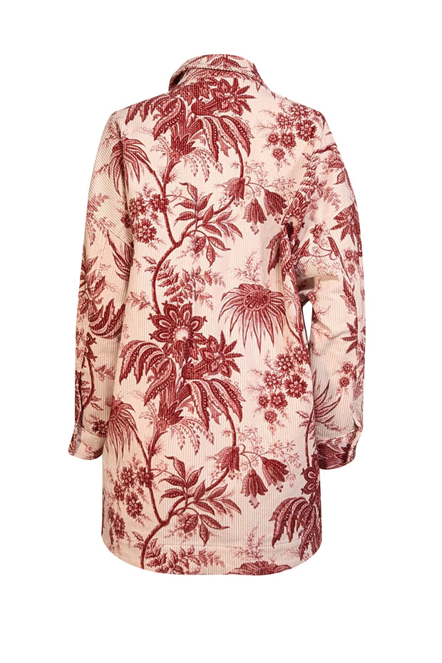 Cara Cara - White & Rust Red Corduroy Jacket Sz M - Current Boutique