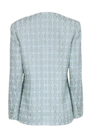 Current Boutique-Carlisle - Light Green & White Metallic Tweed Jacket Sz 10