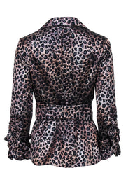 Current Boutique-Carlisle - Metallic Bronze Leopard Print Shirt w/ Waist Tie Sz 4