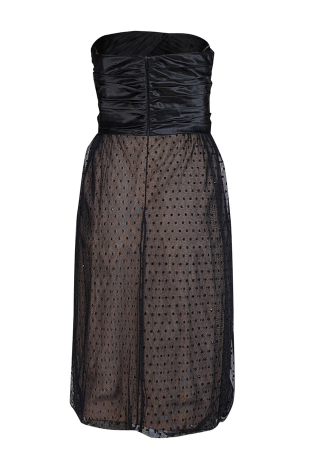 Current Boutique-Carmen Marc Valvo - Black Silk & Lace Strapless Dress Sz 12