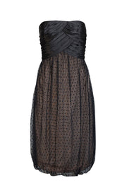 Current Boutique-Carmen Marc Valvo - Black Silk & Lace Strapless Dress Sz 12