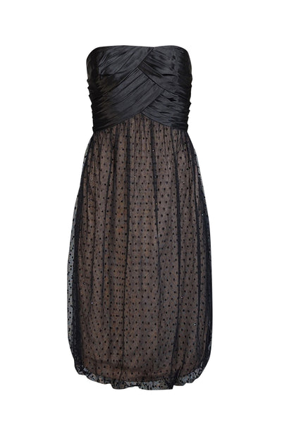 Current Boutique-Carmen Marc Valvo - Black Silk & Lace Strapless Dress Sz 12