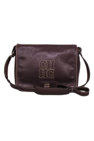 Current Boutique-Carolina Herrera - Brown Leather Fold Over Crossbody