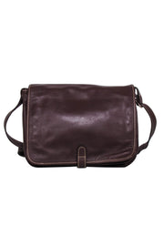 Current Boutique-Carolina Herrera - Brown Leather Fold Over Crossbody