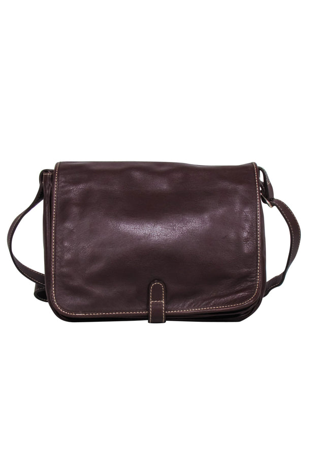 Current Boutique-Carolina Herrera - Brown Leather Fold Over Crossbody