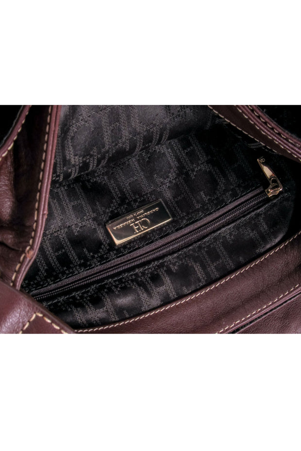 Current Boutique-Carolina Herrera - Brown Leather Fold Over Crossbody
