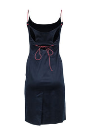 Current Boutique-Carolina Herrera - Navy w/ Red Spaghetti Strap Midi Dress Sz 2