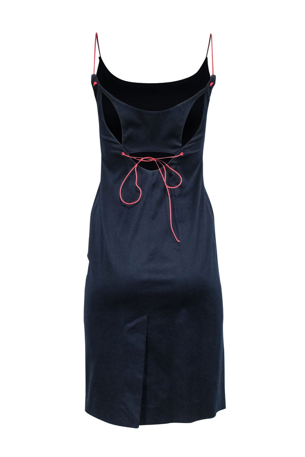 Current Boutique-Carolina Herrera - Navy w/ Red Spaghetti Strap Midi Dress Sz 2