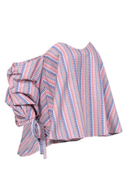 Current Boutique-Caroline Constas - White, Red, & Blue Off-The-Shoulder Blouse Sz XS