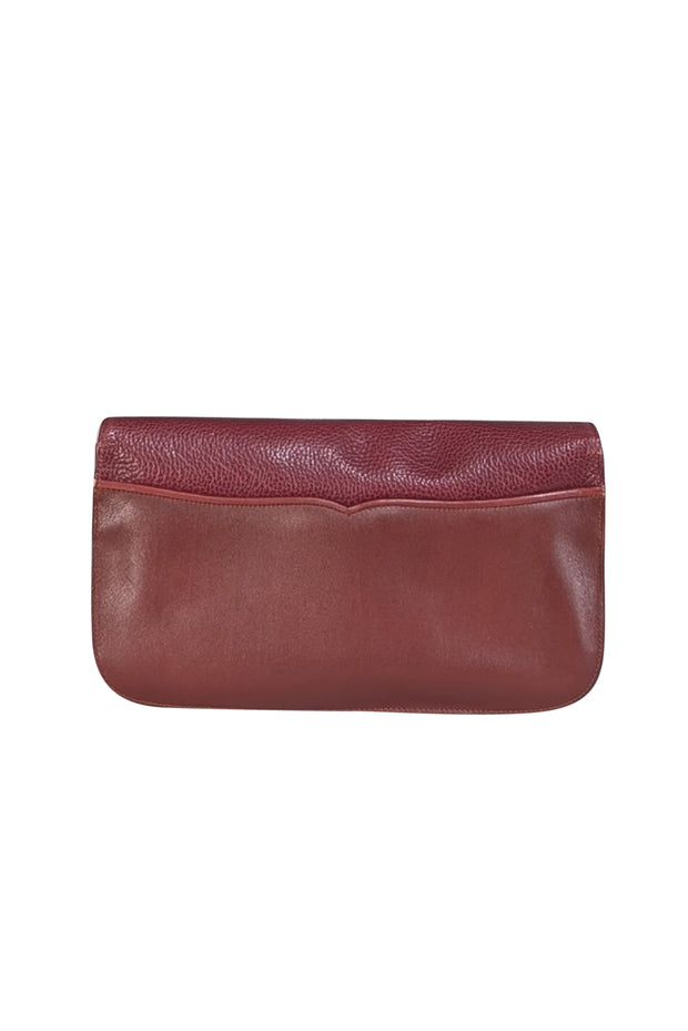 Cartier - Red Wine Leather Fold Over Clutch - Current Boutique
