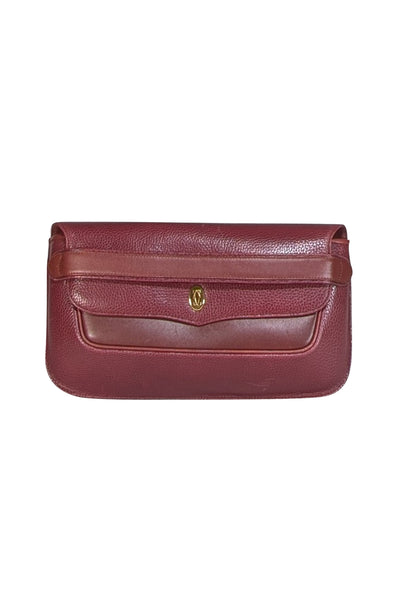 Cartier - Red Wine Leather Fold Over Clutch - Current Boutique