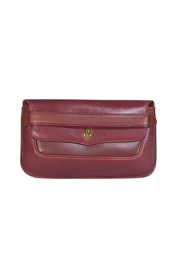 Cartier - Red Wine Leather Fold Over Clutch - Current Boutique