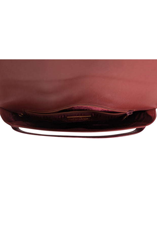 Cartier - Red Wine Leather Fold Over Clutch - Current Boutique