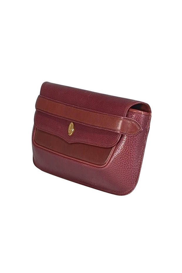 Cartier - Red Wine Leather Fold Over Clutch - Current Boutique