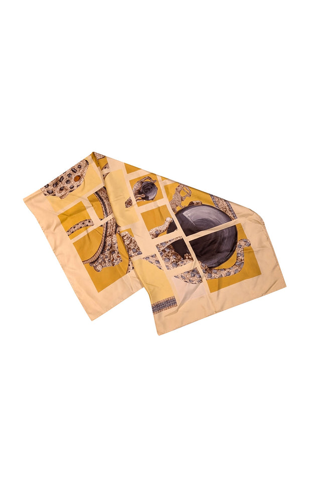 Cartier - Pale Yellow Jeweled Leopard Silk Scarf - Current Boutique