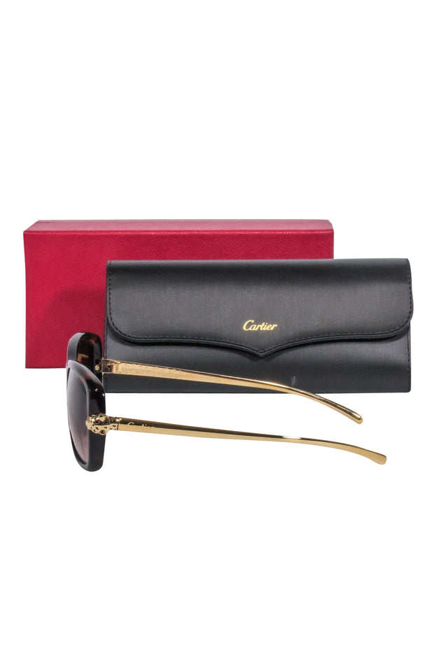 Current Boutique-Cartier - Brown Tortoise Sunglasses w/ Gold Legs