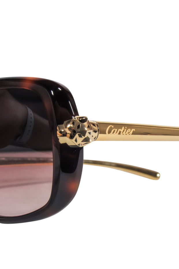 Current Boutique-Cartier - Brown Tortoise Sunglasses w/ Gold Legs