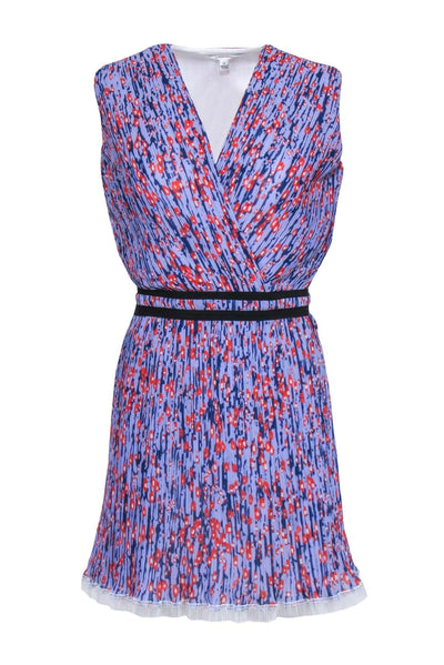 Current Boutique-Carven - Purple, Lavender, & Red Floral Print Pleated Dress Sz 4