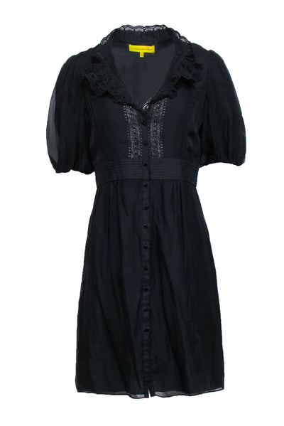 Current Boutique-Catherine Malandrino - Black Short Sleeve Knee Length Dress Sz 8