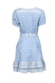 Current Boutique-Cecilie Copenhagen - Light Blue & Ivory Yin & Yang Belted Mini Dress Sz S
