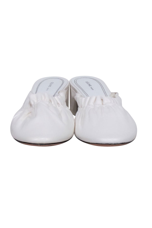 Current Boutique-Celine - White Ruffle Closed Toe Mules Sz 8.5