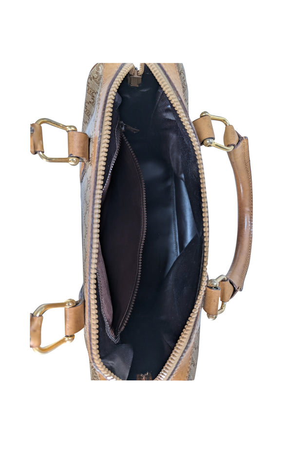 Current Boutique-Celine - Beige & Tan Monogram Print "Macadam" Boston Bag