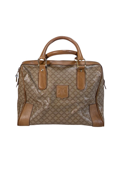 Current Boutique-Celine - Beige & Tan Monogram Print "Macadam" Boston Bag