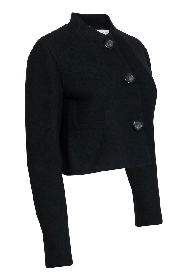 Current Boutique-Celine - Black Wool Blend Crop Jacket Sz 8