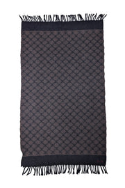 Celine - Black &amp; Brown Logo Print Wool Scarf - Current Boutique