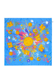 Current Boutique-Celine - Blue & Multi Color Print Scarf