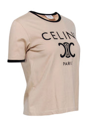 Current Boutique-Celine - Beige & Black Logo Crewneck T-Shirt Sz S
