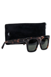 Current Boutique-Celine - Brown Tortoise Large Square Sunglasses w/ Three Dot Print